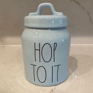 Rae Dunn Light Blue HOP TO IT baby Ceramic Canister